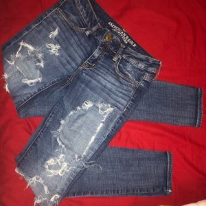 AEO super stretch skinny distressed jegging